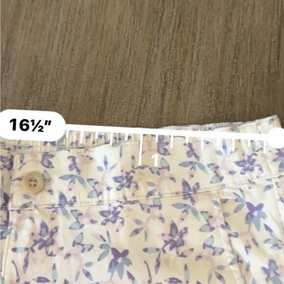 Jachs Girlfriend Cotton Blend Satin Cream Floral Mid Rise Chino Short Large NEW - Picture 7 of 9